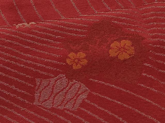 平和屋着物＃道行コート　寿光織　流水草花文　金銀糸　ロング丈　正絹　逸品　CABJ5418in