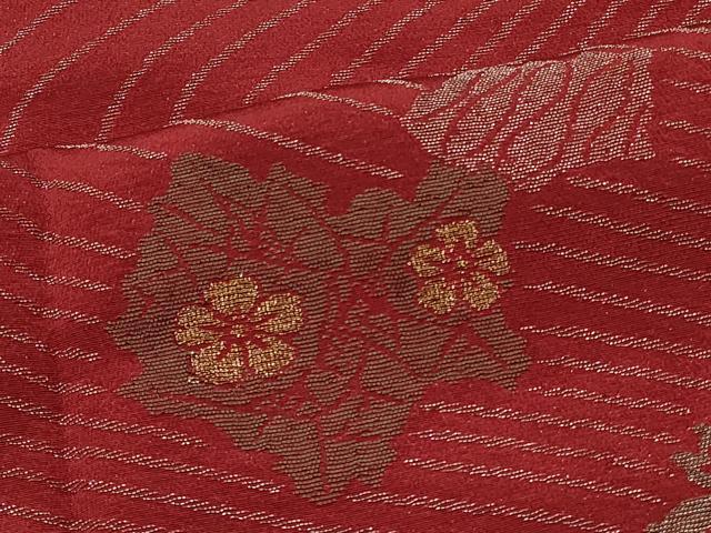 平和屋着物＃道行コート　寿光織　流水草花文　金銀糸　ロング丈　正絹　逸品　CABJ5418in