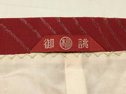 平和屋着物＃道行コート　寿光織　流水草花文　金銀糸　ロング丈　正絹　逸品　CABJ5418in
