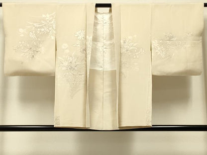 平和屋着物＃羽織　寿光織　草花文　金銀糸　正絹　逸品　CABJ5424in