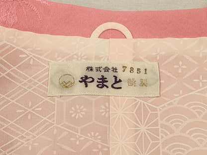 平和屋着物＃道行コート　色無地　草花地紋　曙色　やまと誂製　正絹　逸品　CABJ5427in