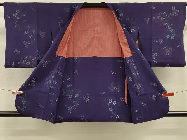 平和屋着物＃道行コート　寿光織　花唐草文　銀糸　正絹　逸品　CABJ5429in