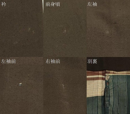 平和屋着物＃男性　長羽織　紬地　憲法黒茶色　正絹　逸品　CABJ5436in