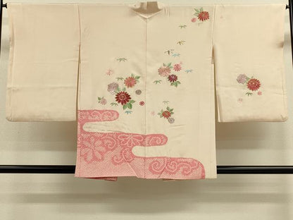 平和屋着物＃羽織　絞り　刺繍　エ霞草花文　金銀糸　正絹　逸品　CABJ5440in