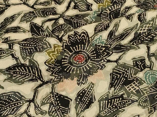 平和屋着物＃羽織　型染め　更紗花文　正絹　逸品　CABJ5442in