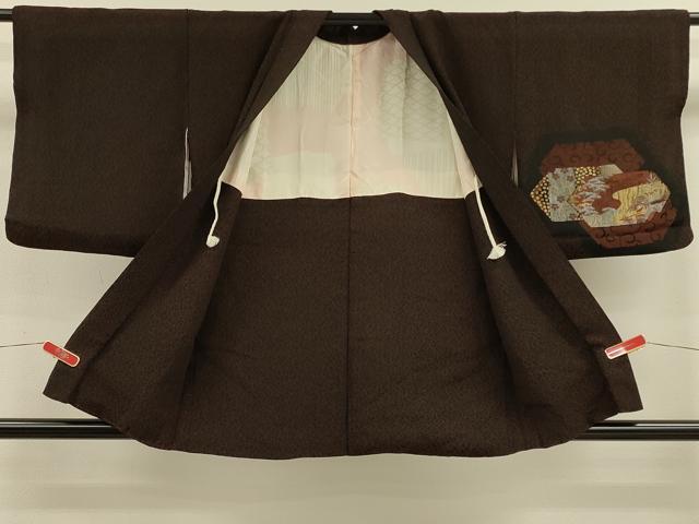 平和屋着物＃羽織　寿光織　亀甲流水舟文　黒地　金銀糸　正絹　逸品　CABJ5444in