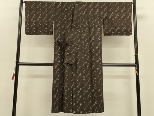 平和屋着物＃道中着　紬地　流水花文　ロング丈　正絹　逸品　CABJ5445in