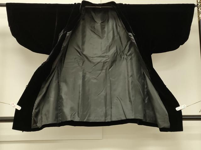 平和屋着物＃和装コート　黒地　ベロア　CABJ5453in