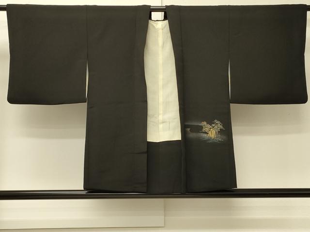 平和屋着物＃羽織　遠山風景文　黒地　金彩　正絹　逸品　CABJ5457in