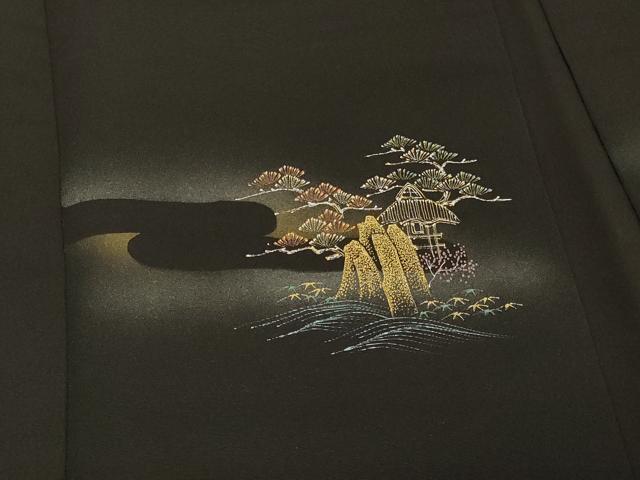 平和屋着物＃羽織　遠山風景文　黒地　金彩　正絹　逸品　CABJ5457in