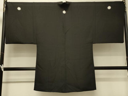 平和屋着物＃男性　長羽織　黒紋付き　正絹　逸品　CABJ5458in