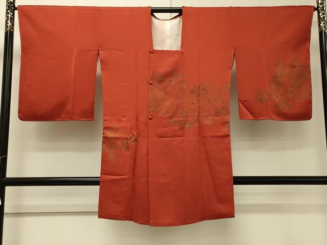 平和屋着物＃道行コート　刺繍　草花文　金彩　ロング丈　正絹　逸品　未使用　CABJ5460in