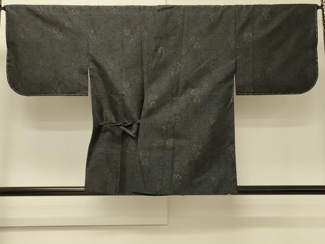 平和屋着物＃本場大島紬　道中着　格子花文　正絹　逸品　未使用　CABJ5463in