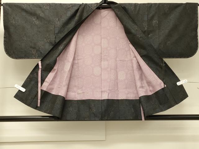 平和屋着物＃本場大島紬　道中着　格子花文　正絹　逸品　未使用　CABJ5463in