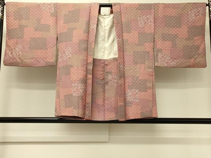 平和屋着物＃羽織　色紙重ね草花文　正絹　逸品　CABJ5464in