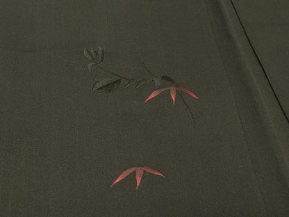 平和屋着物＃羽織　総刺繍　枝花文　黒地　正絹　逸品　CABJ5465in