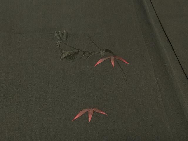 平和屋着物＃羽織　総刺繍　枝花文　黒地　正絹　逸品　CABJ5465in