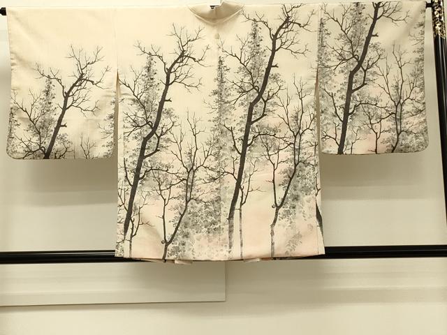 平和屋着物＃羽織　寿光織　樹林文　暈し染め　銀糸　正絹　逸品　CABJ5466in