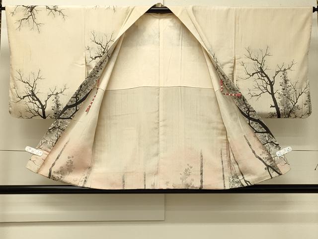 平和屋着物＃羽織　寿光織　樹林文　暈し染め　銀糸　正絹　逸品　CABJ5466in