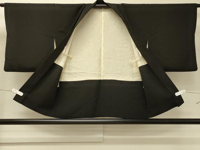 平和屋着物＃羽織　寿光織　扇面草花文　黒地　金糸　正絹　逸品　CABJ5468in