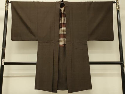 平和屋着物＃男性　長羽織　紬地　霞文　正絹　逸品　CABJ5470in