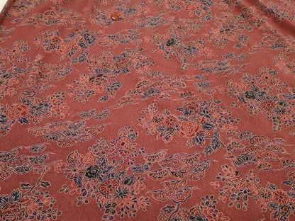平和屋着物＃創作　和装コート　草花文　鬼しぼ縮緬　ロング丈　洗える着物　CABJ5472in