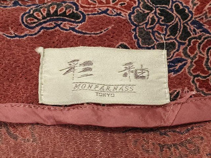平和屋着物＃創作　和装コート　草花文　鬼しぼ縮緬　ロング丈　洗える着物　CABJ5472in