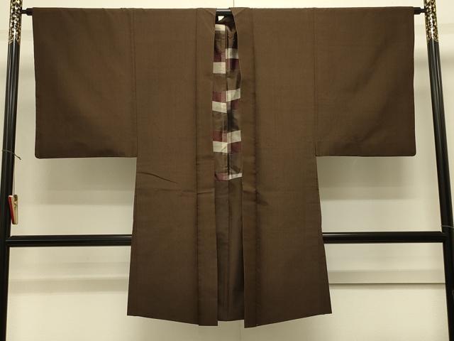 平和屋着物＃男性　長羽織　紬地　格子　正絹　逸品　CABJ5487in