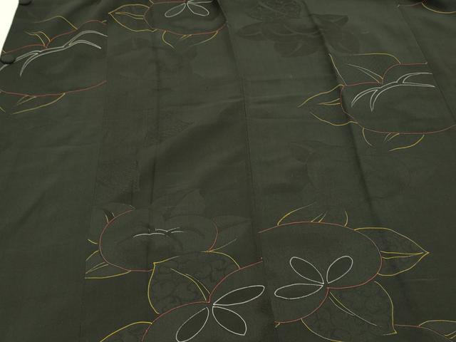 平和屋着物＃道行コート　地紋起こし　橘　黒地　正絹　逸品　未使用　CABJ5495in