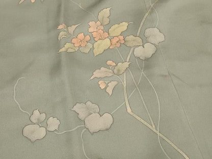 平和屋着物＃道行コート　ろうけつ染め　枝花文　シルエット　正絹　逸品　CABJ5496in
