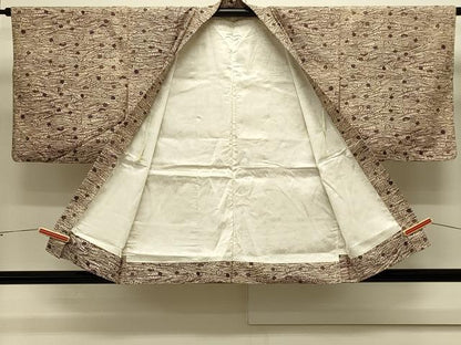 平和屋着物＃羽織　紬地　型染め　流水草花文　正絹　逸品　CABJ5510in