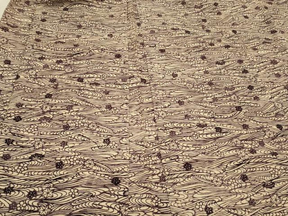 平和屋着物＃羽織　紬地　型染め　流水草花文　正絹　逸品　CABJ5510in