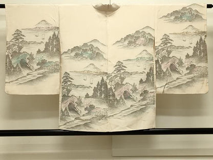 平和屋着物＃羽織　寿光織　遠山風景文　金糸　正絹　逸品　CABJ5511in