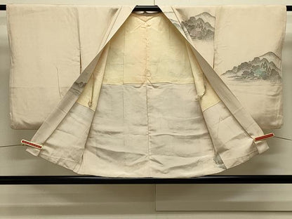 平和屋着物＃羽織　寿光織　遠山風景文　金糸　正絹　逸品　CABJ5511in