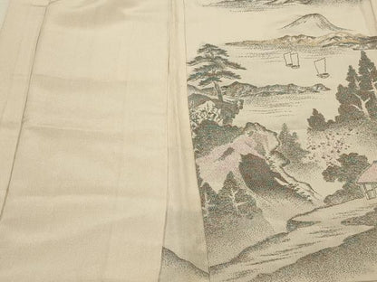 平和屋着物＃羽織　寿光織　遠山風景文　金糸　正絹　逸品　CABJ5511in