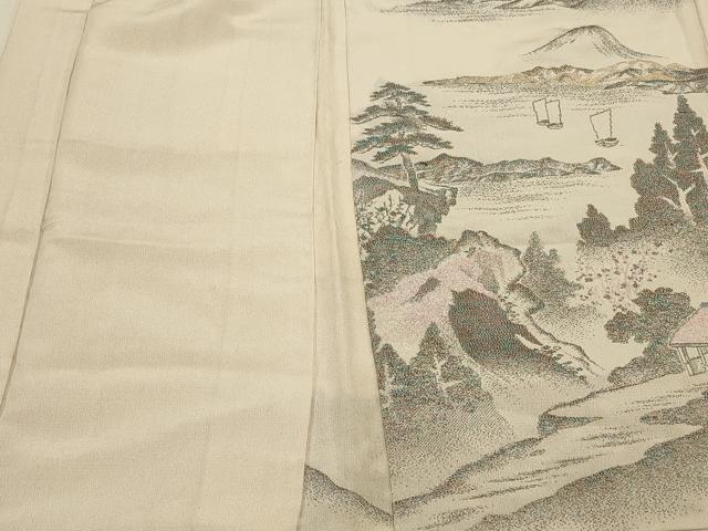 平和屋着物＃羽織　寿光織　遠山風景文　金糸　正絹　逸品　CABJ5511in