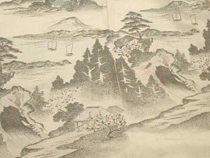 平和屋着物＃羽織　寿光織　遠山風景文　金糸　正絹　逸品　CABJ5511in