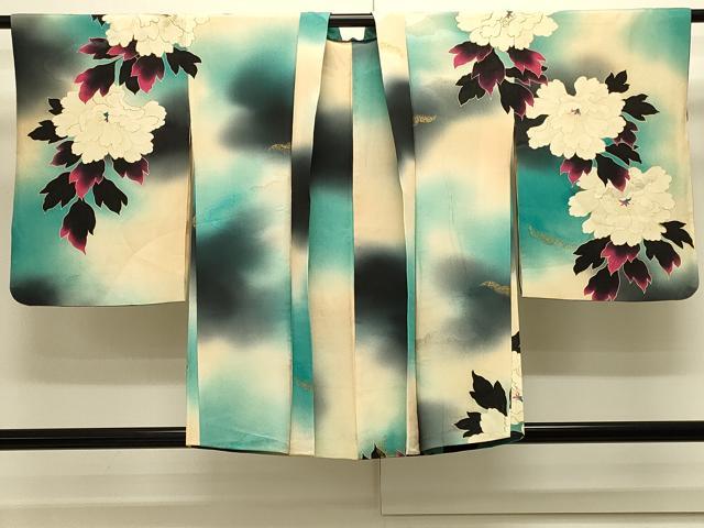 平和屋着物＃羽織　駒刺繍　牡丹文　暈し染め　金彩　正絹　逸品　CABJ5512in