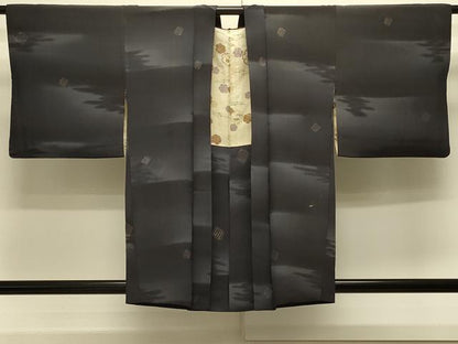 平和屋着物＃羽織　霞箔散らし　暈し染め　黒地　金糸　正絹　逸品　CABJ5515in