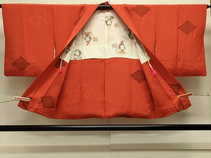 平和屋着物＃羽織　地紋起こし　結び紐花菱文　正絹　逸品　CABJ5523in