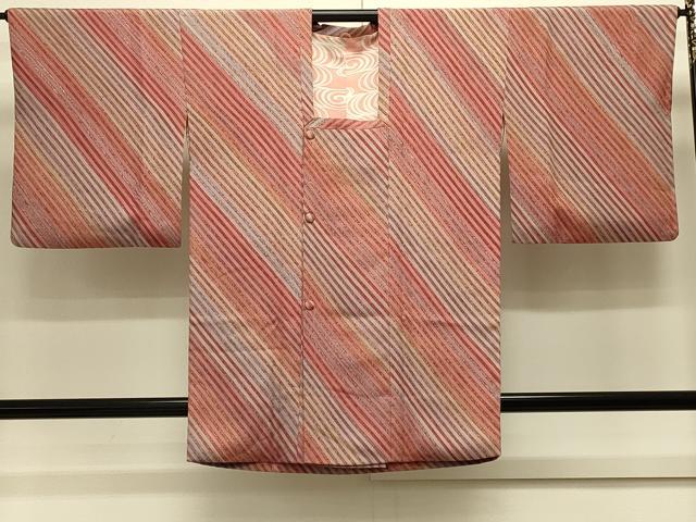 平和屋着物＃道行コート　斜線文　正絹　逸品　CABJ5534in