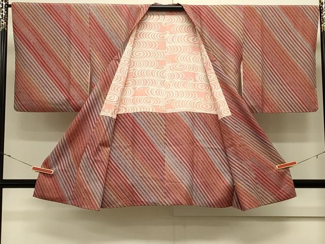平和屋着物＃道行コート　斜線文　正絹　逸品　CABJ5534in