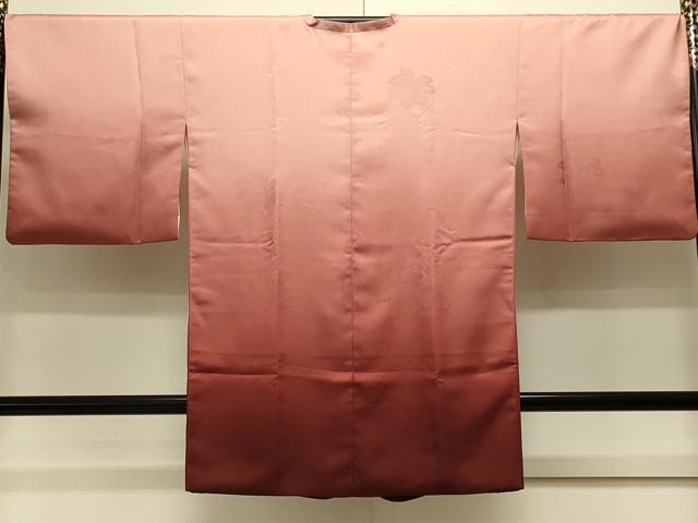 平和屋着物＃道行コート　草花地紋　暈し染め　ロング丈　正絹　逸品　CABJ5541in