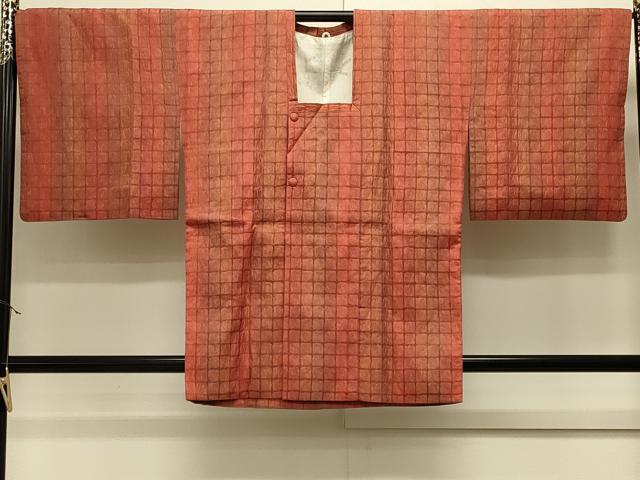 平和屋着物＃道行コート　格子　暈し染め　正絹　逸品　CABJ5542in