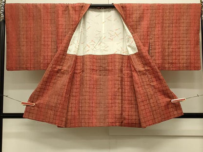 平和屋着物＃道行コート　格子　暈し染め　正絹　逸品　CABJ5542in