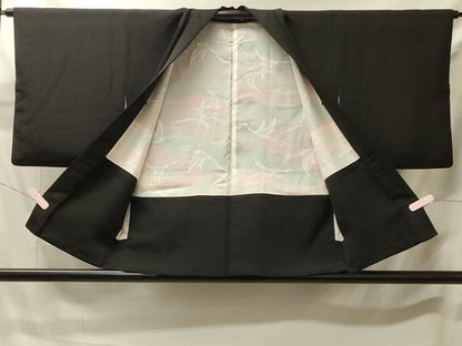 平和屋着物＃羽織　総刺繍　薔薇　バラ　黒地　正絹　逸品　CABJ5544in