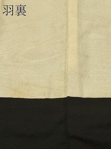平和屋着物＃羽織　寿光織　流水文　黒地　金銀糸　正絹　逸品　CABJ5549in