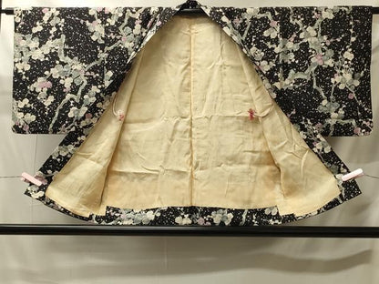 平和屋着物＃羽織　枝梅文　黒地　金彩　正絹　逸品　CABJ5559in