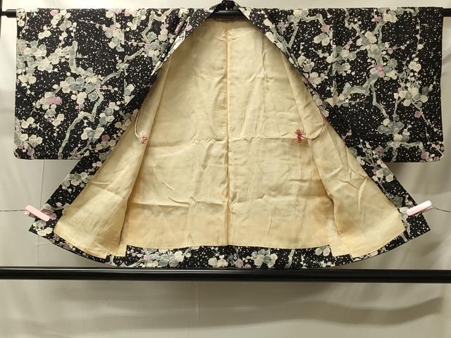 平和屋着物＃羽織　枝梅文　黒地　金彩　正絹　逸品　CABJ5559in