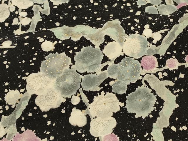 平和屋着物＃羽織　枝梅文　黒地　金彩　正絹　逸品　CABJ5559in